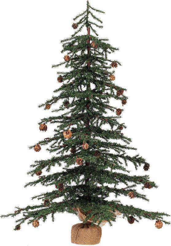 lot 202 image: Vickerman 36 Caramel Pine Artificial Christmas Tree Unlit- 995 PVC Tips - Pine Cone Accents with Burlap Base - B803925
