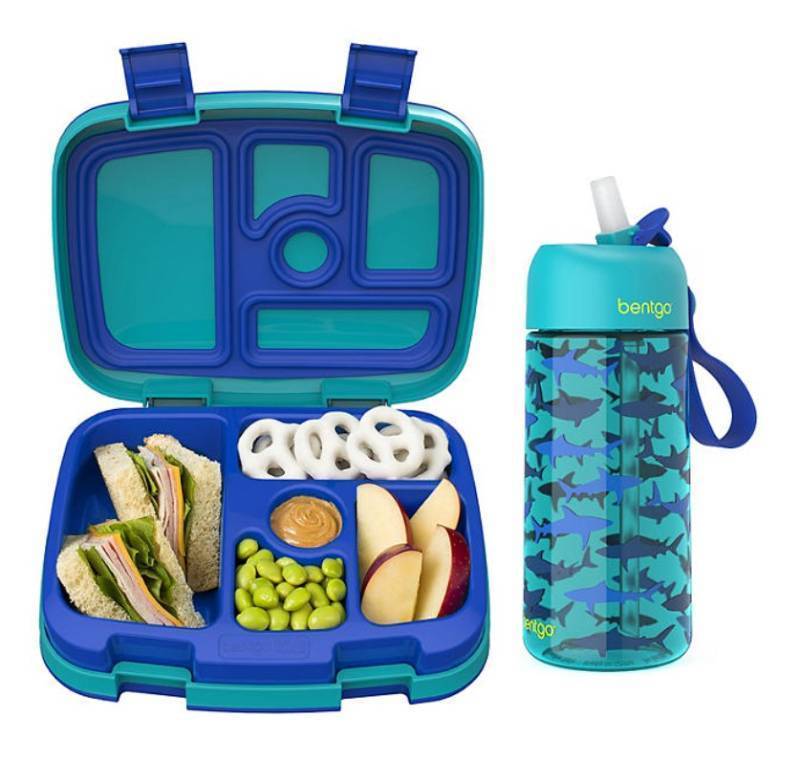 lot 296 image: NEW Bentgo Kids Prints Lunch Box & Water Bottle Set - Sharks