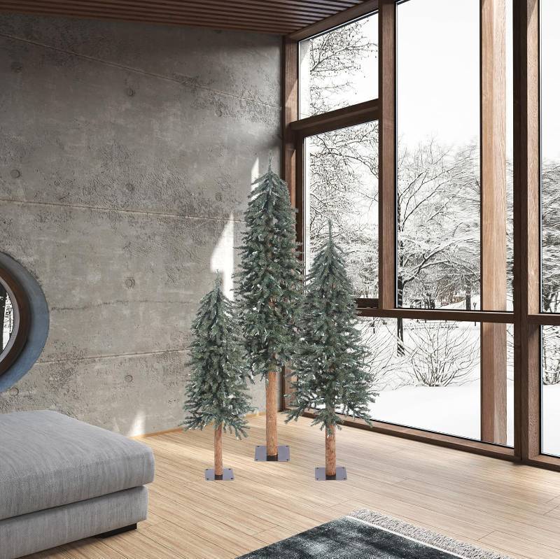 lot 154 image: Vickerman 4 5 6 Natural Bark Alpine Artificial Christmas Tree Set Unlit - Faux Christmas Tree - B907310