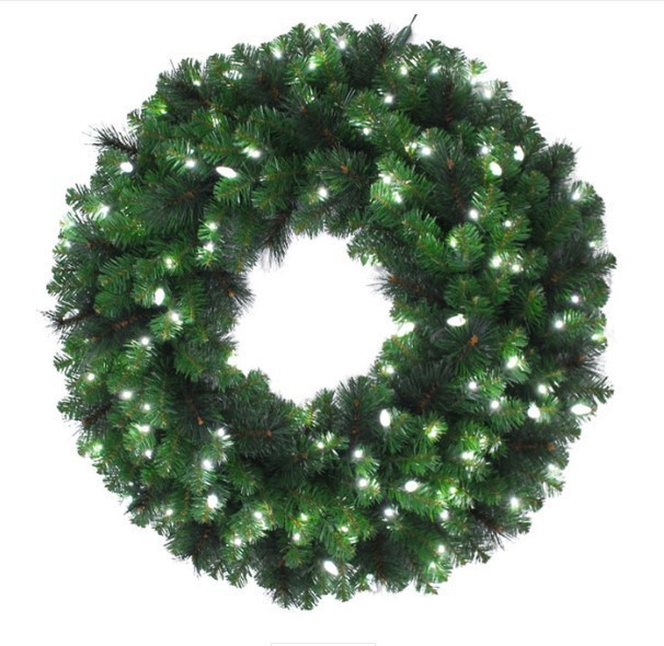lot 85 image: NEW Celebrations 36 in. Dia. Bristol Pine Wreath with 120 White LEDs - Prelit Christmas Wreath