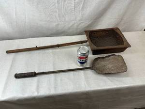 lot 39 image: Antique Popcorn Popper and Ash Shovel