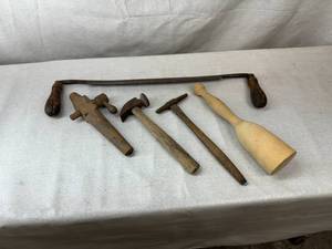 lot 49 image: Misc. Wooden Tools and Barrel Tap