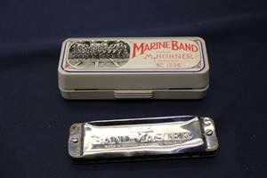 lot 102 image: M. Hohner Marine Band Harmonica with Original Case - Model No. 1896