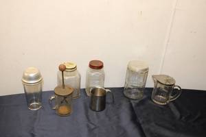 lot 141 image: Collection of Vintage Glass Storage Jars and Coffee Accessories