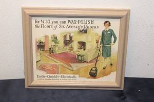 lot 188 image: Framed Vintage Advertisement for Wax-Polishing Floors from April 1927
