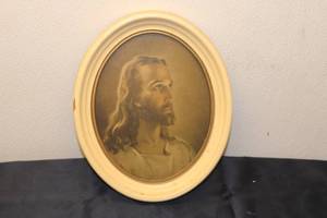 lot 190 image: Vintage Lithograph Head of Christ Framed Artwork