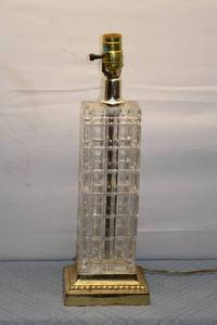 lot 206 image: Vintage Glass Table Lamp with Gold Base