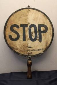 lot 216 image: Vintage STOP Sign Display with Wooden Handle