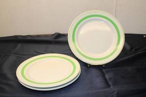 lot 234 image: Set of 4 Syracuse China Plates with Green Stripe