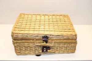 lot 240 image: Wicker Picnic Basket Set with Dinnerware and Thermos for 4