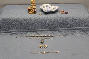 lot 259 image: Vintage Jewelry Lot with Floral Design and Collectible Figurine