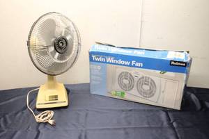 lot 264 image: Holmes Twin Window Fan with Stand Fan Combo - Tested and Working