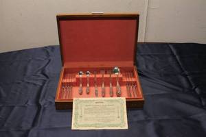 lot 268 image: Antique Silverware Set by Simeon L. & George H. Rogers Company in Wooden Case
