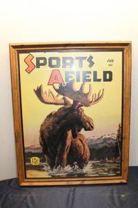 lot 288 image: Framed July 1941 Sports Afield Magazine Cover with Moose Artwork