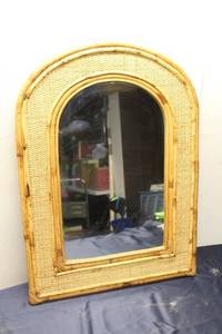 lot 289 image: Vintage Bamboo Framed Arch Top Mirror