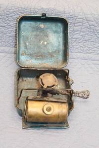 lot 332 image: Vintage Folding Camp Stove in Metal Case