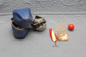 lot 339 image: Vintage Fishing Reel and Accessories Set