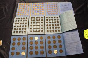 lot 356 image: Vintage Lincoln Head Cent and Kennedy Half Dollar Coin Collection in Whitman Folders