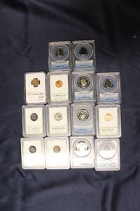 lot 357 image: Collection of 15 Graded Coins in Various Conditions