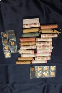 lot 358 image: Collection of Assorted Coin Rolls and Minted Pennies