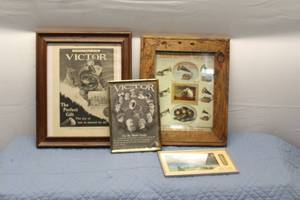 lot 380 image: Collection of Vintage Victor Advertising Prints and Thermometer