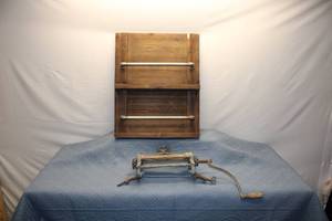 lot 11 image: Vintage Wooden Laundry Wringer with Magnolia Home Decorative Wall Mount