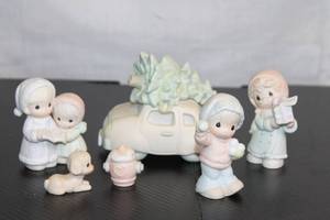 lot 56 image: Set of 6 Vintage Precious Moments Figurines with Car and Accessories