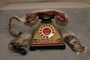 lot 103 image: Coca-Cola Themed Vintage Rotary Phone with Instruction Manual