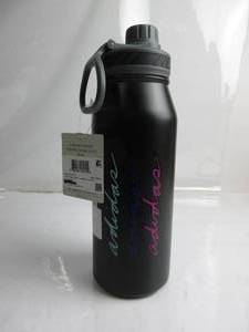 lot 28 image: Adidas Unisex 1 Liter (32 oz) Metal Water Bottle, BlackPulse Mint GreenBlue Fusion, One Size DENTED, STICKERS ON BOTTLE, NEW
