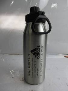 lot 66 image: adidas Unisex 1 Liter (32 oz) Metal Water Bottle, Stainless SteelBlack, One Size HAS SMALL DENT, NEW
