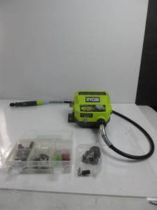 lot 86 image: Ryobi RRTS18-0A35 Battery Operated Multi-Tool, TOOL ONLY, 18V WITH ATTACHMENTS, ATTACHMENT CASE BROKEN, TESTED, WORKS, SLIGHTLY USED
