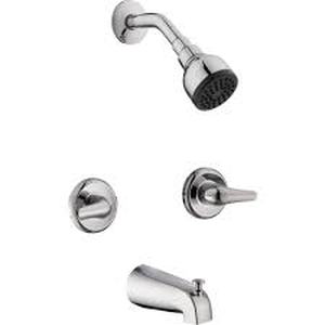 lot 18 image: Glacier Bay Aragon Double Handle 1-Spray Tub and Shower Faucet 1.8 GPM in Chrome (Valve Included)   Customer Returns See Pictures