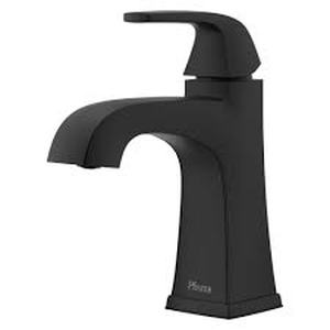 lot 24 image: Pfister Bellance Single Handle Single Hole Bathroom Faucet with Drain Kit and Deckplate included in Matte Black Customer Returns See Pictures
