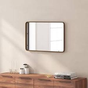 lot 26 image: TAYLOR  LOGAN 20 in. W x 30 in. H Modern Brushed Bronze Wall Mounted Mirror Customer Returns See Pictures