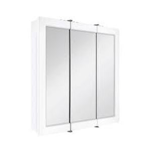 lot 27 image: Glacier Bay 24-316 in. W x 24 in. H Framed Surface-Mount Tri-View Bathroom Medicine Cabinet with Mirror, White Customer Returns See Pictures