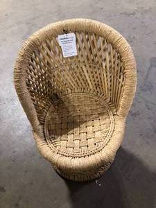 lot 4 image: Off-White Bamboo and Woven Rope Tropical Childrens Chair by Storied Home Customer Returns See Pictures