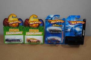 lot 41 image: 4 Hot Wheels -Mystery, Easter Eggsclusives, Walgreens 2-Pack