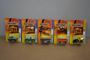 lot 48 image: 5 Matchbox Cars -Mercedes, Tractor, City Bus, VW Bus, Quarry King