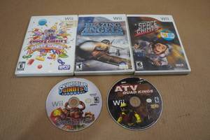 lot 66 image: 5 Nintendo Wii Games -Skylanders, ATV, Space Chimps, Chuck E Cheese