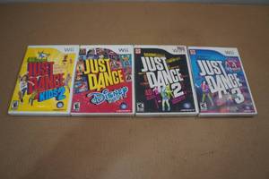 lot 67 image: 4 Nintendo Wii Just Dance Games -Kids 2, Disney, 2 & 3