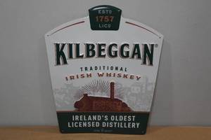 lot 221 image: Kilbeggan Irish Whiskey Raised Metal Sign