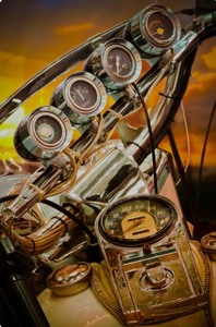 lot 1C image: Classy Art Glass with Foil Motorcycle Handlebar - 40 x 60