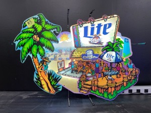 lot 3 image: Miller Lite 3-D neon, beach bar  beach shack