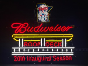 lot 5 image: Budweiser, MN Twins baseball, 2010 Inaugural Season, Roof Deck neon, Excellent condition