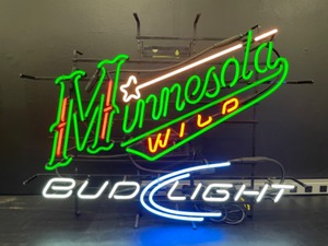lot 7 image: MN Wild hockey, throwback logo, neon