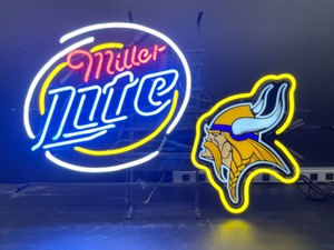 lot 11 image: Miller Lite Beer, MN Minnesota Vikings NFL, neon