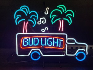 lot 12 image: Bud Light Beer delivery truck, neon with pal trees and musical notes
