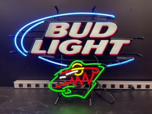 lot 16 image: Budweiser, Bud Light MN Wild beast head, NHL, neon