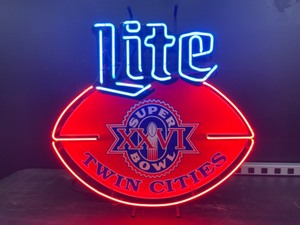 lot 19 image: Miller Lite NFL Super Bowl XXVI, Twin Cities, neon