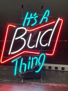 lot 102 image: Its a Bud Thing, budweiser beer, with turquoise neon
